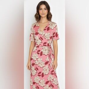 New Draper James Pink and Red Floral Midi Dress